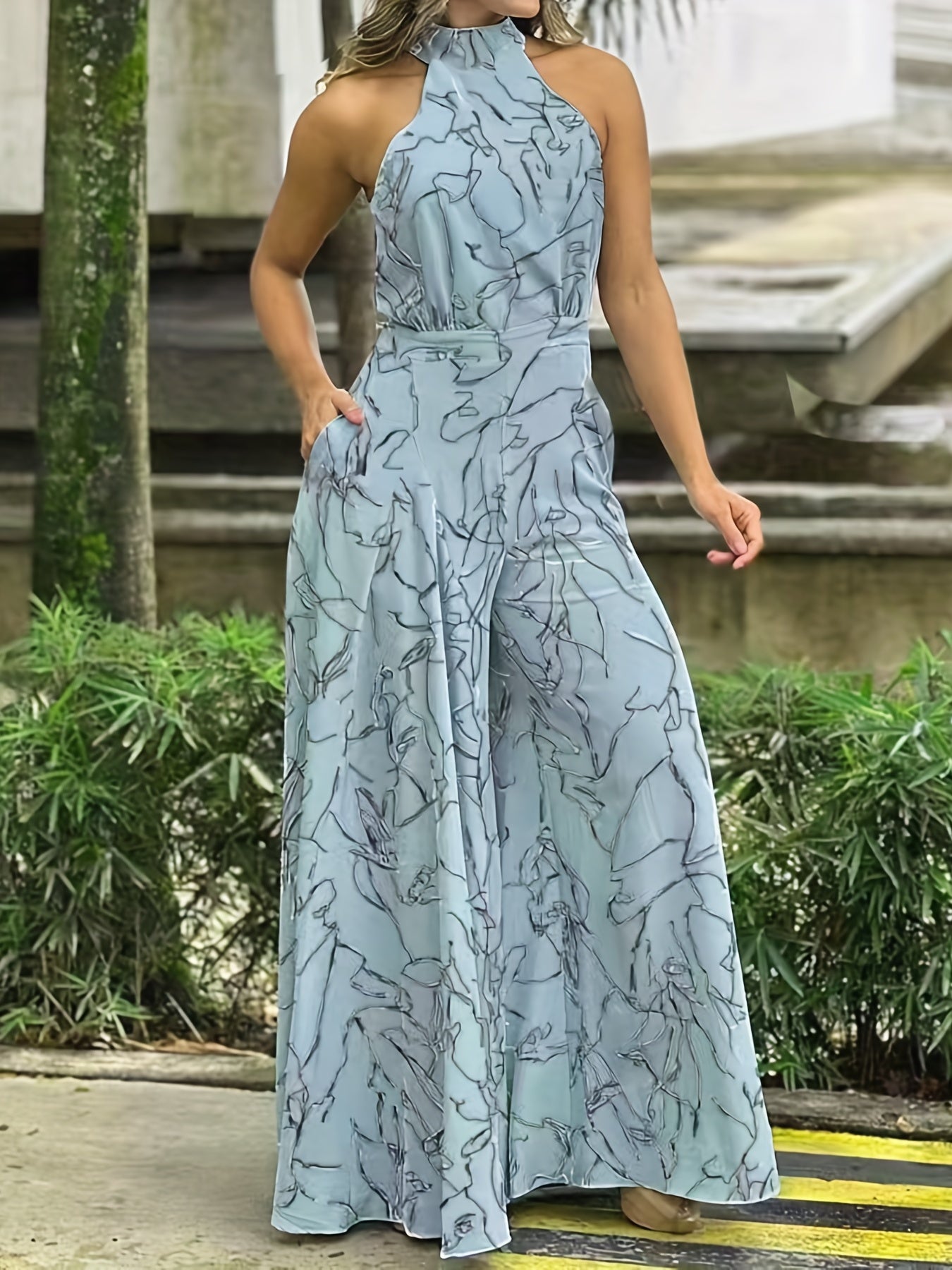 Glam Sway Elegant Waist Halter Jumpsuit