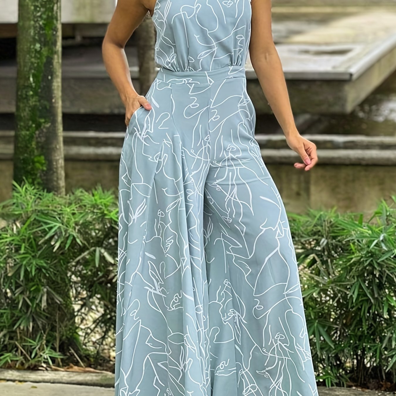 Glam Sway Elegant Waist Halter Jumpsuit