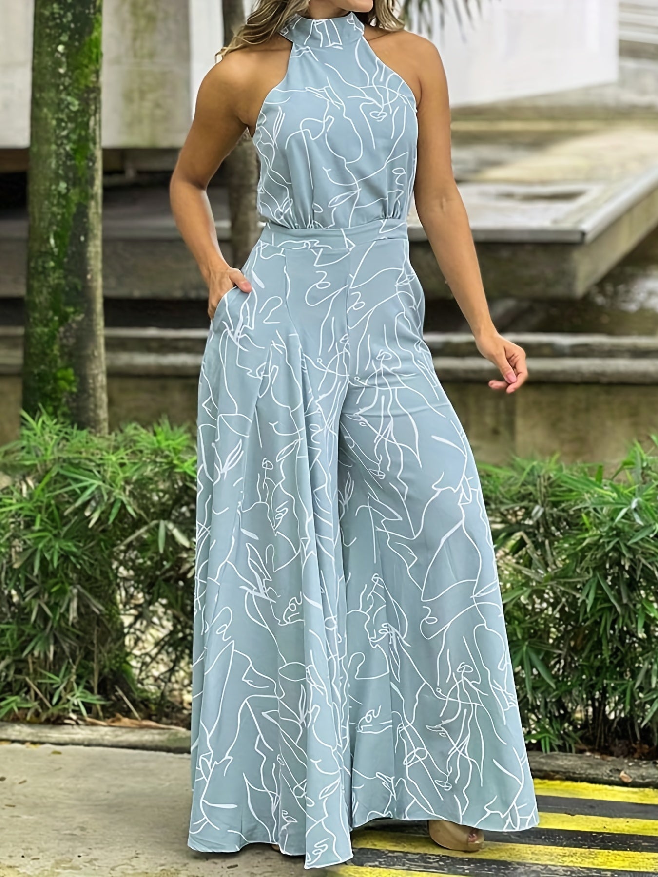 Glam Sway Elegant Waist Halter Jumpsuit