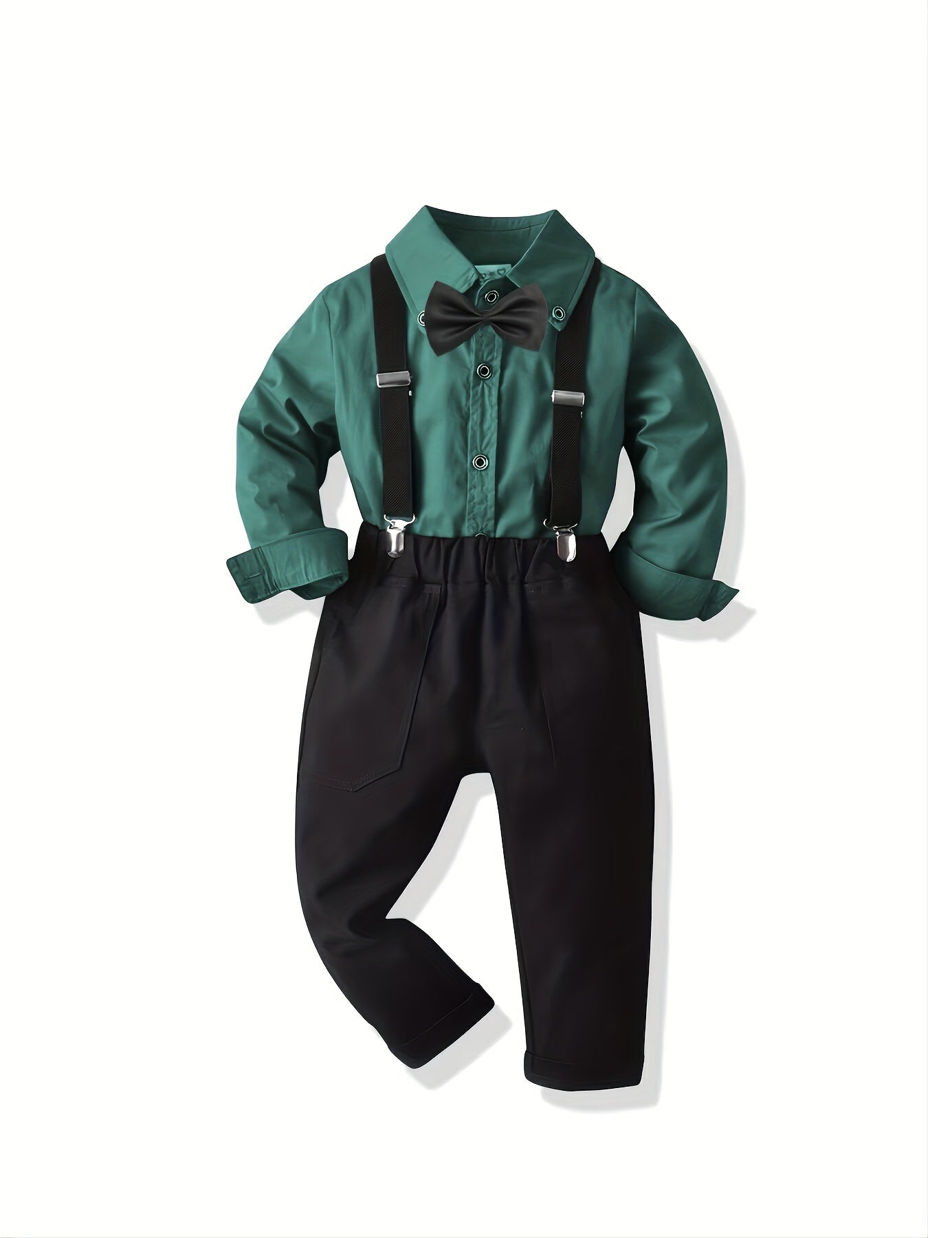 Toddler Boys’ Bowtie Shirt & Overalls Set – Little Gentleman 2-Piece Outfit
