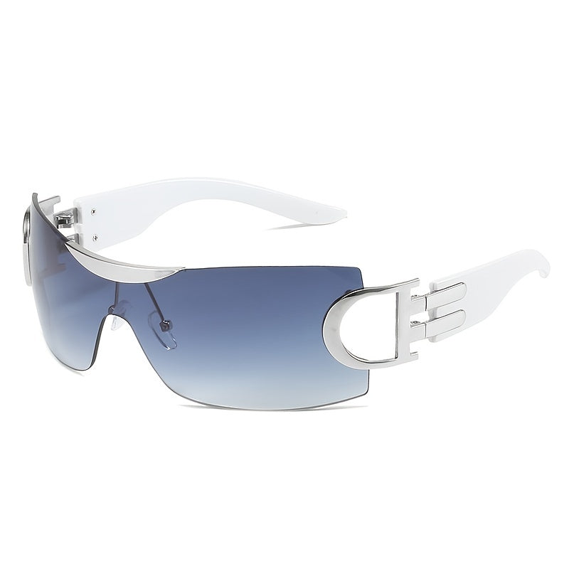 Rimless Wrap Around Futuristic Oversized Fashion Frameless