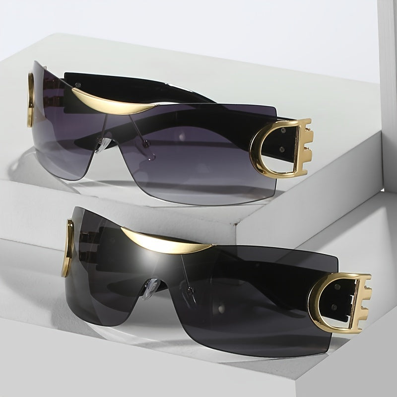 Rimless Wrap Around Futuristic Oversized Fashion Frameless