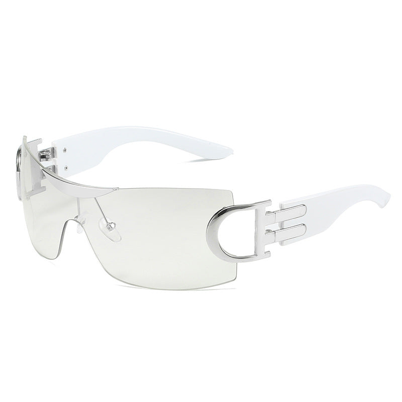 Rimless Wrap Around Futuristic Oversized Fashion Frameless