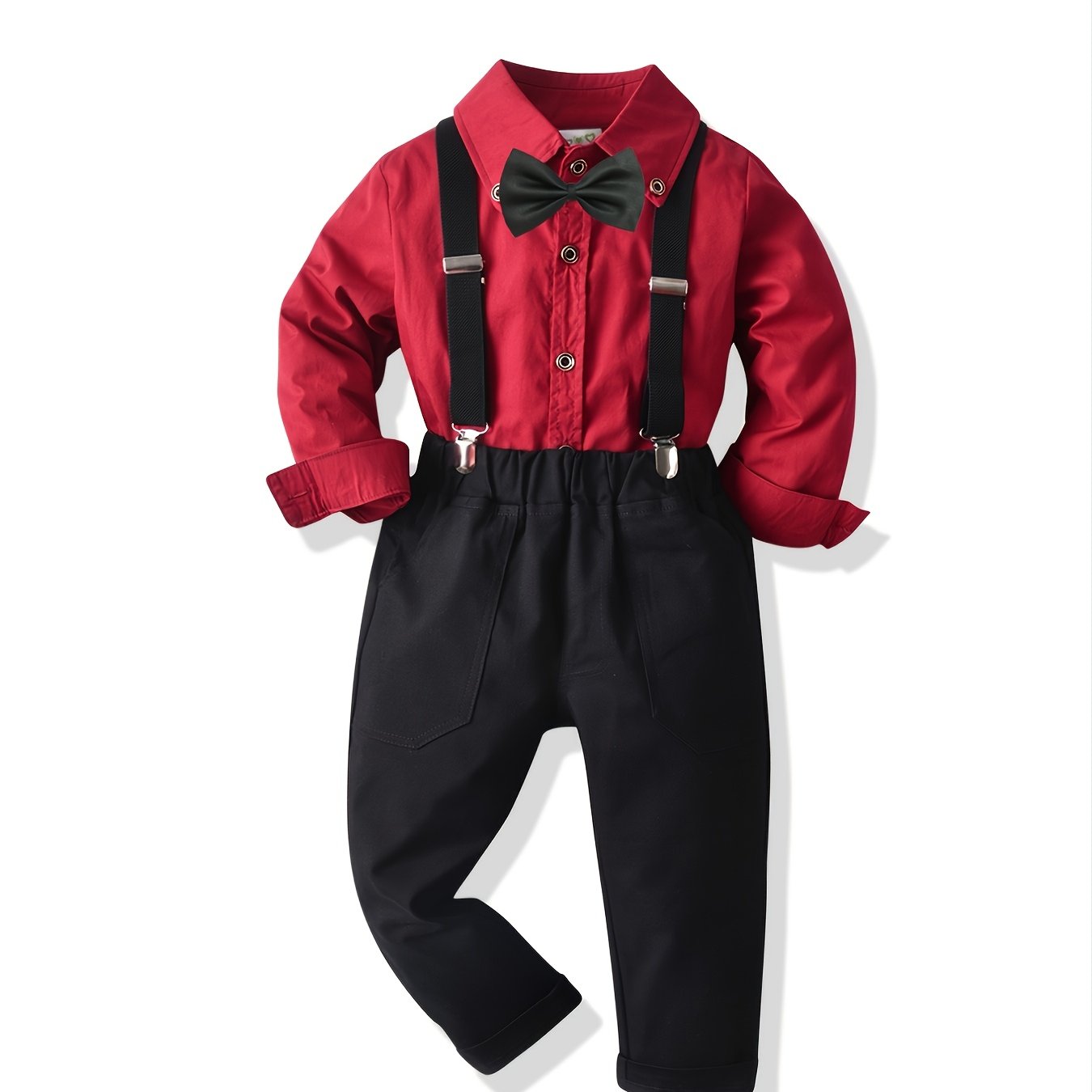 Toddler Boys’ Bowtie Shirt & Overalls Set – Little Gentleman 2-Piece Outfit