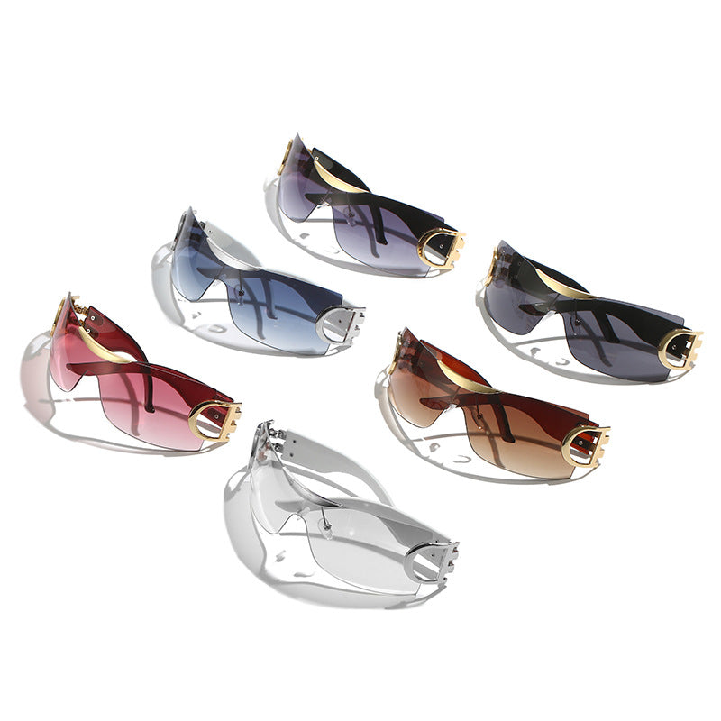 Rimless Wrap Around Futuristic Oversized Fashion Frameless