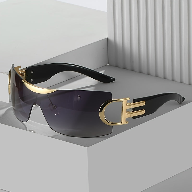 Rimless Wrap Around Futuristic Oversized Fashion Frameless