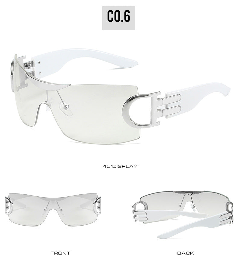 Rimless Wrap Around Futuristic Oversized Fashion Frameless