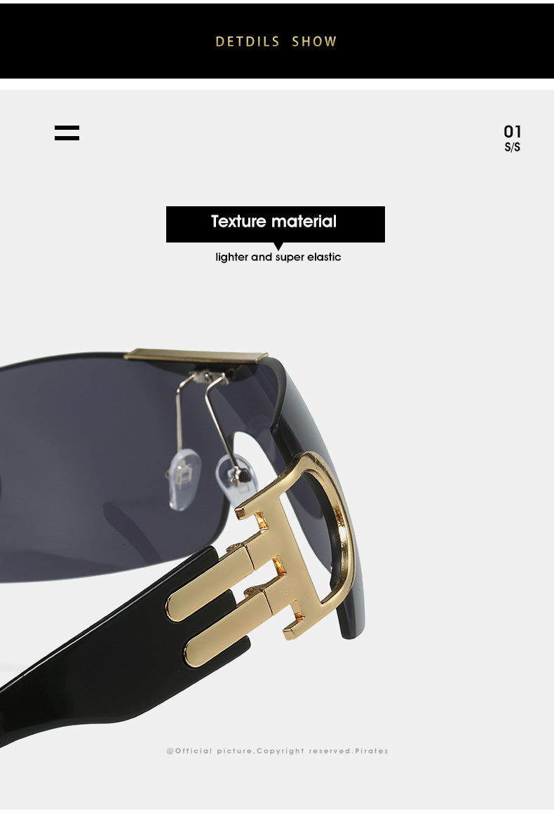 Rimless Wrap Around Futuristic Oversized Fashion Frameless