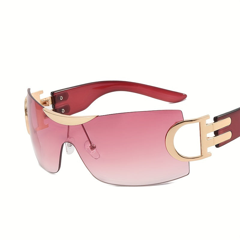 Rimless Wrap Around Futuristic Oversized Fashion Frameless