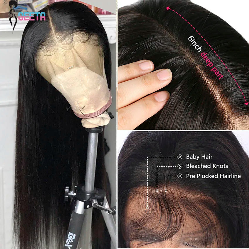 Bone Straight Hd Lace Frontal Wig 13x6 and Closure