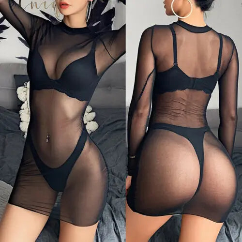 Glam Veil – Mesh Sheer Cover-Up Dress