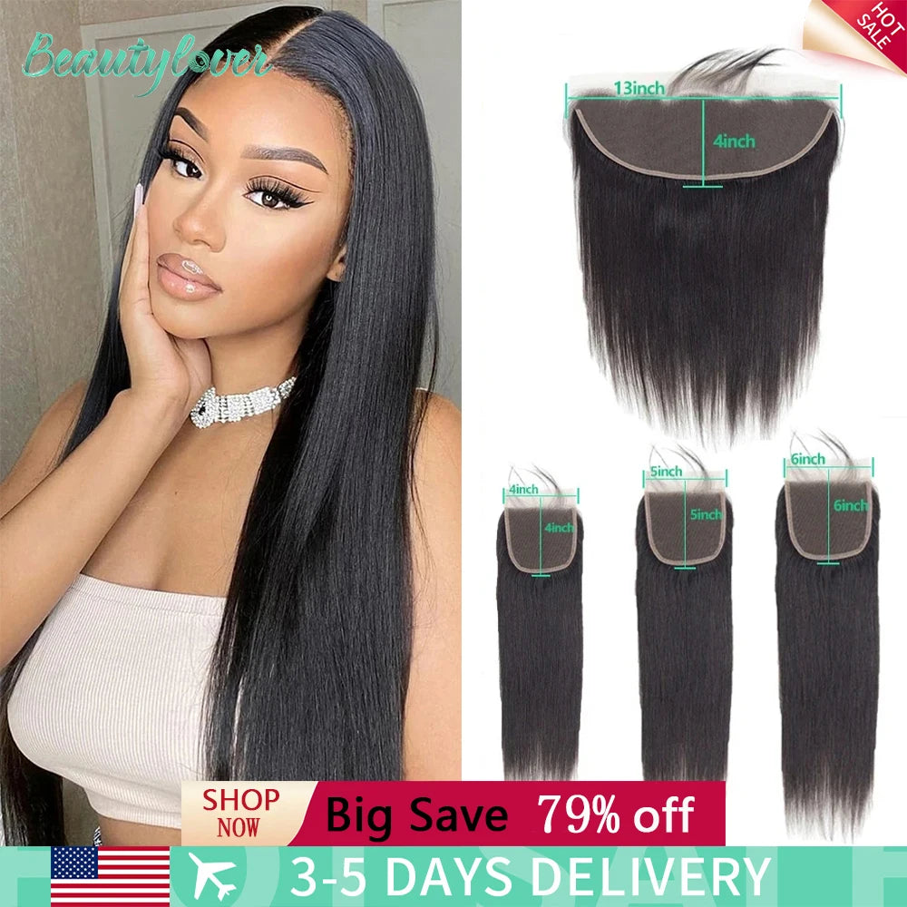 Straight Human Hair Frontal & Closure Transparent