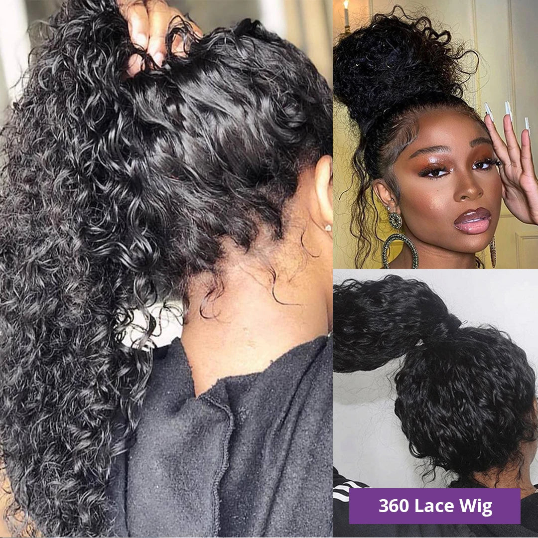360 Curly Water Wave Human Hair Wigs