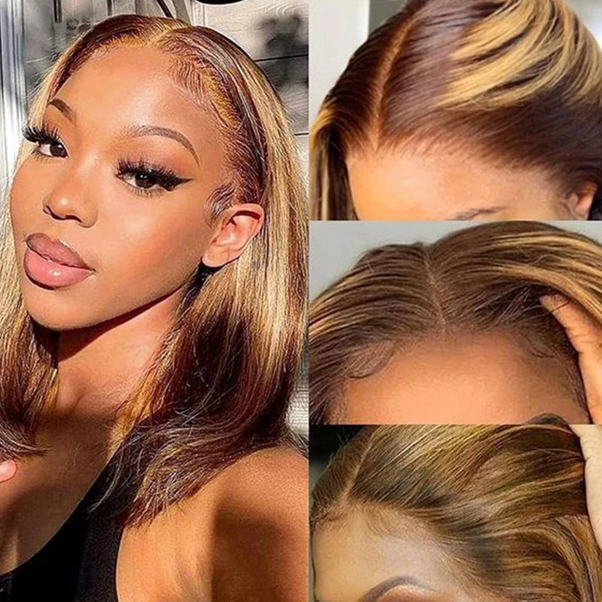100% Human Hair Wigs 13x4 Lace Human Hair Lace Frontal Wig Ready Wear Bob Wigs Gold