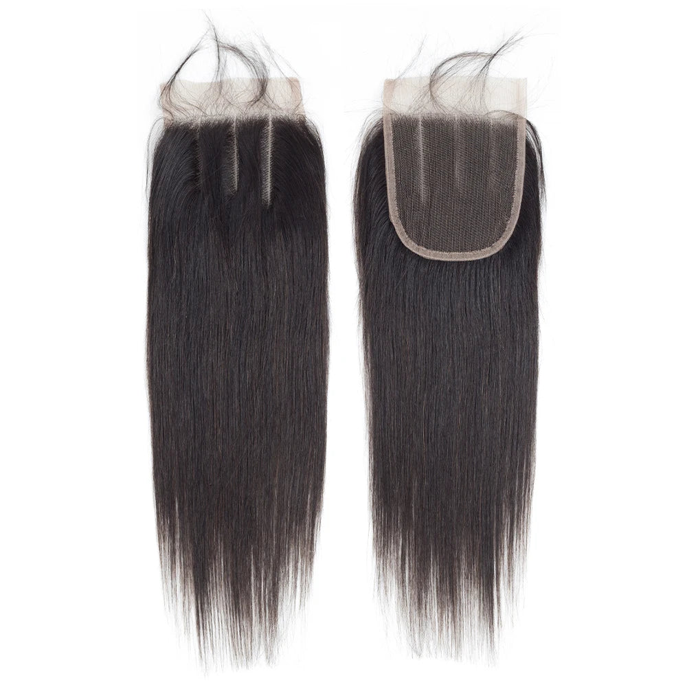 Straight Human Hair Frontal & Closure Transparent