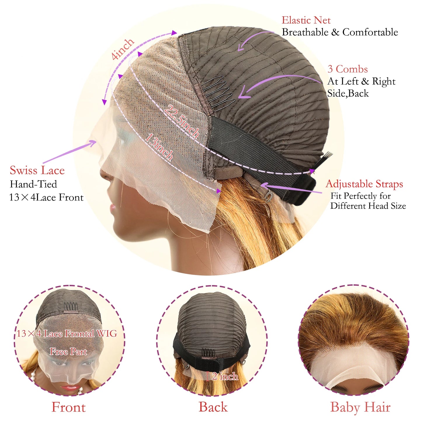 100% Human Hair Wigs 13x4 Lace Human Hair Lace Frontal Wig Ready Wear Bob Wigs Gold