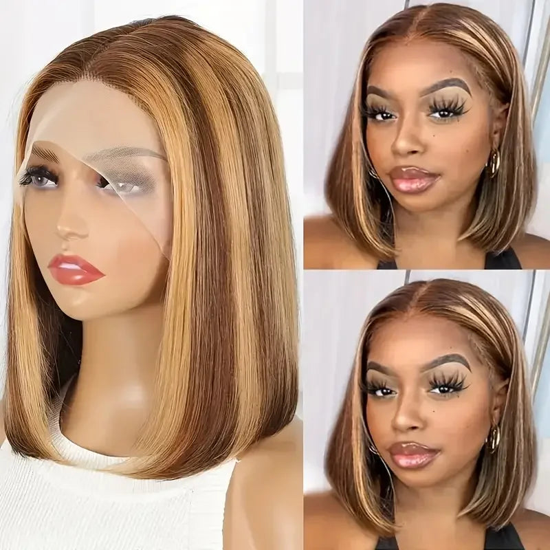 100% Human Hair Wigs 13x4 Lace Human Hair Lace Frontal Wig Ready Wear Bob Wigs Gold