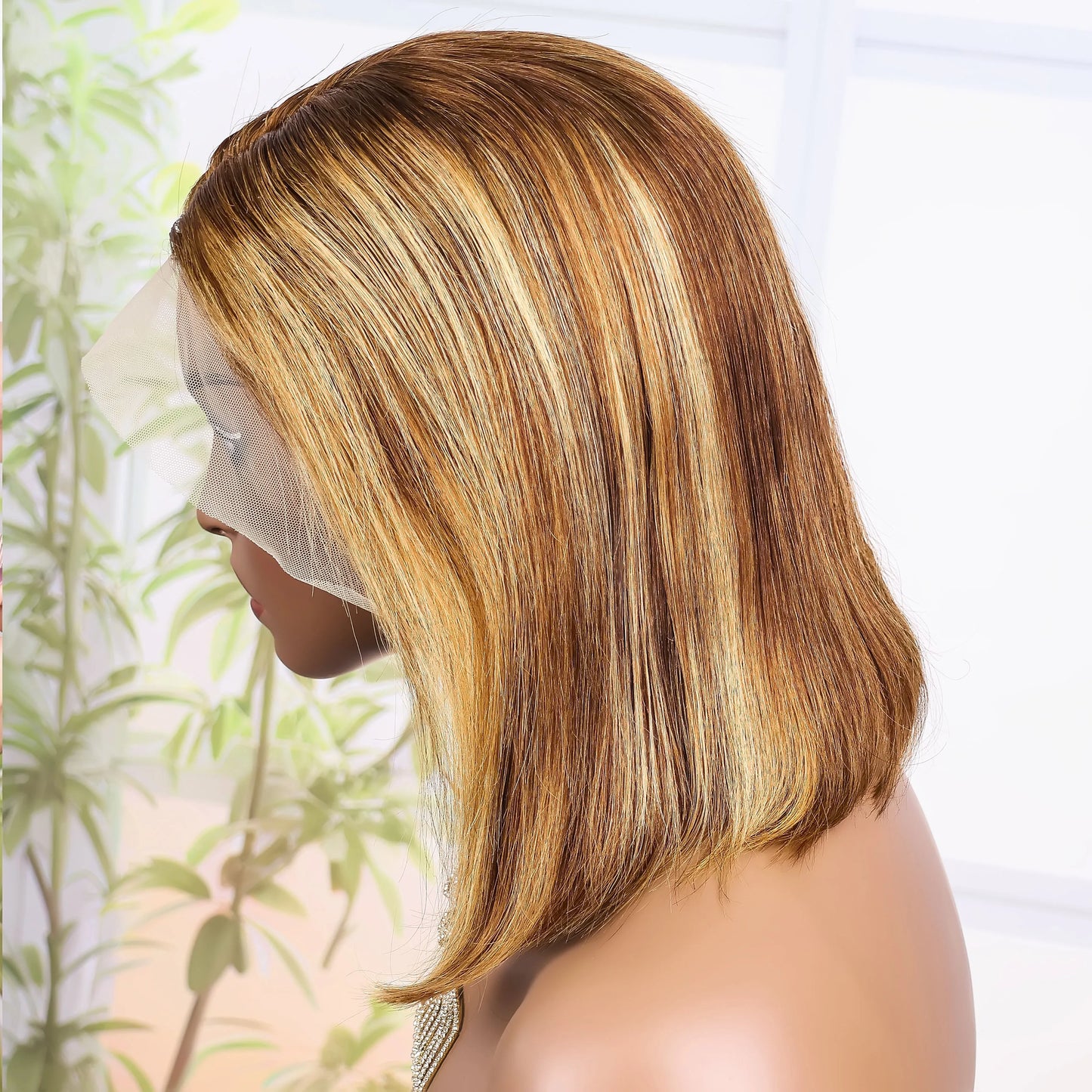 100% Human Hair Wigs 13x4 Lace Human Hair Lace Frontal Wig Ready Wear Bob Wigs Gold
