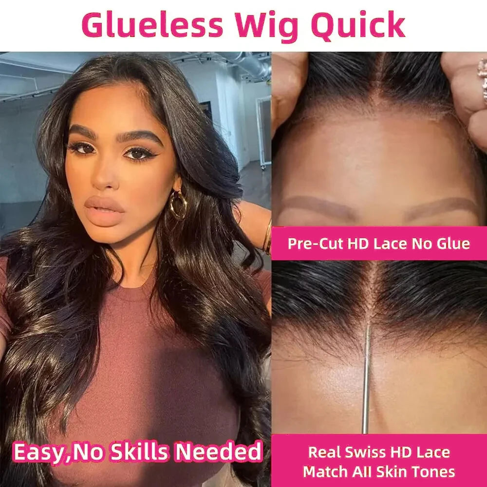 Wear And Go Glueless Human Hair Wigs Preplucked Brazilian Body Wave Ready To Wear