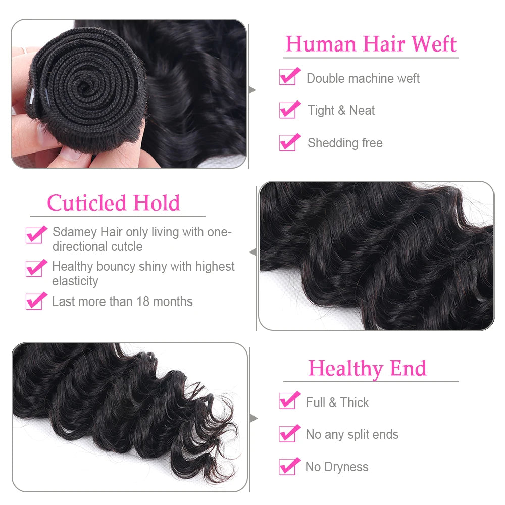 Deep Wave Human Hair Bundles