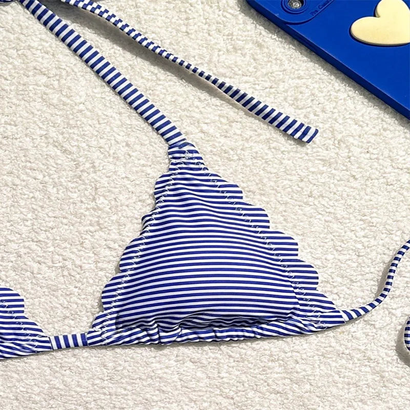 Sexy Seabreeze Striped Swimwear Bikini Set