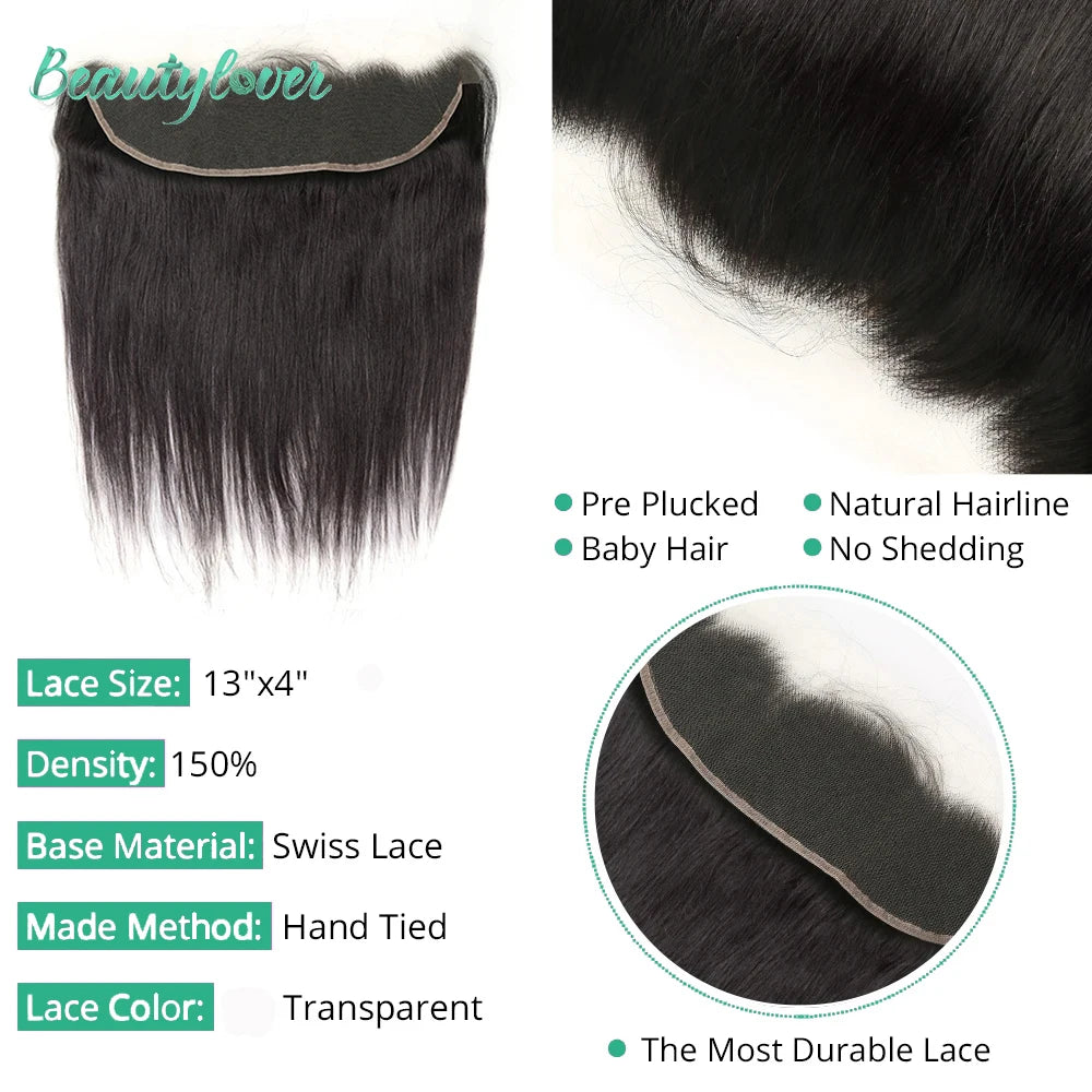 Straight Human Hair Frontal & Closure Transparent