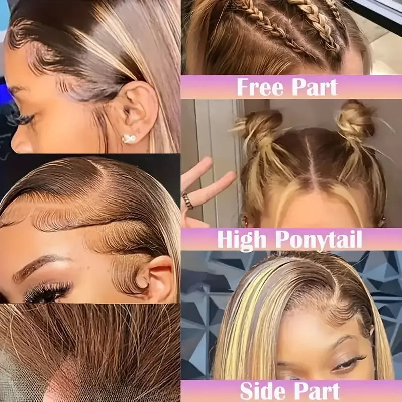 100% Human Hair Wigs 13x4 Lace Human Hair Lace Frontal Wig Ready Wear Bob Wigs Gold