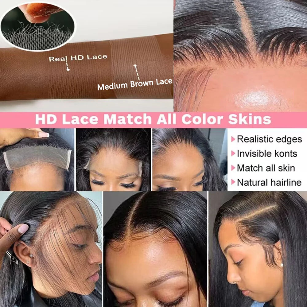 Bone Straight Hd Lace Frontal Wig 13x6 and Closure
