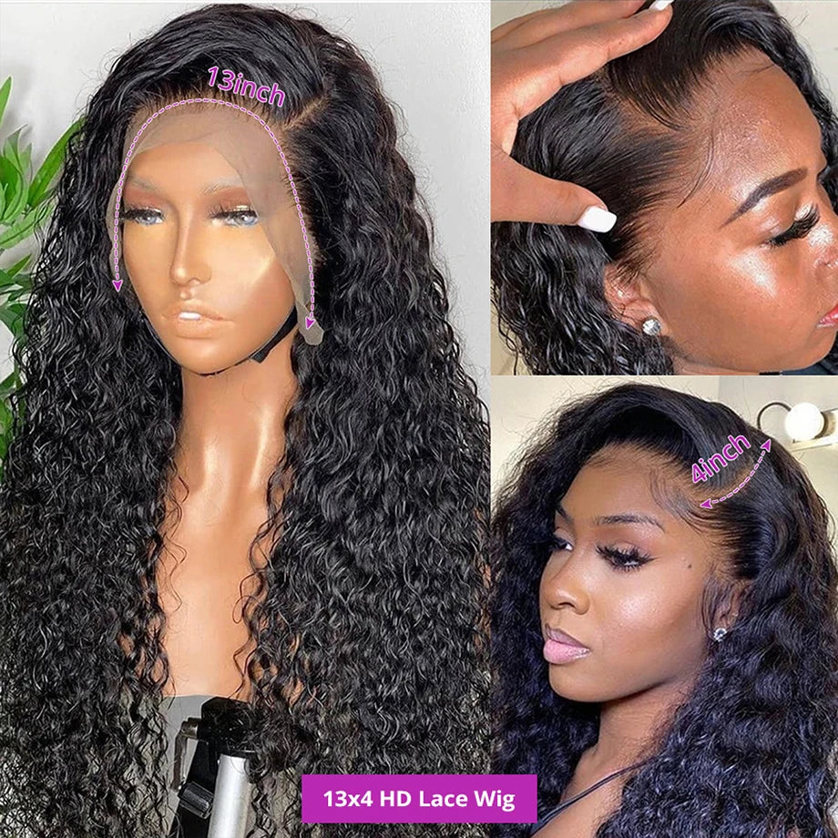 360 Curly Water Wave Human Hair Wigs