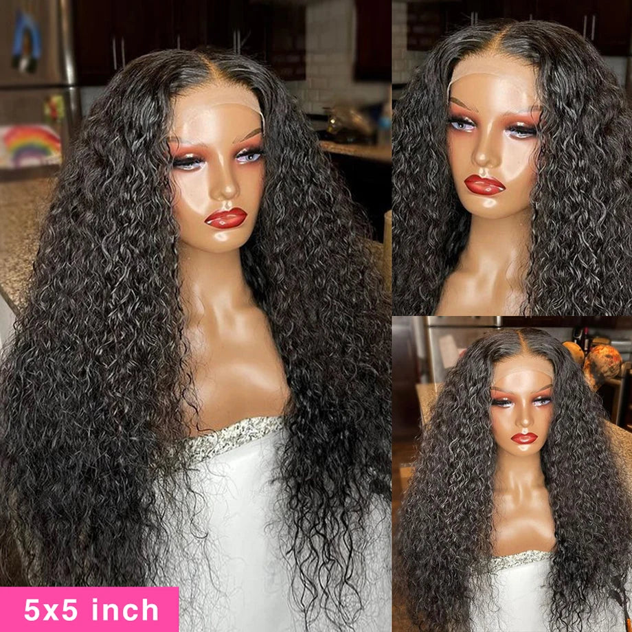 360 Curly Water Wave Human Hair Wigs