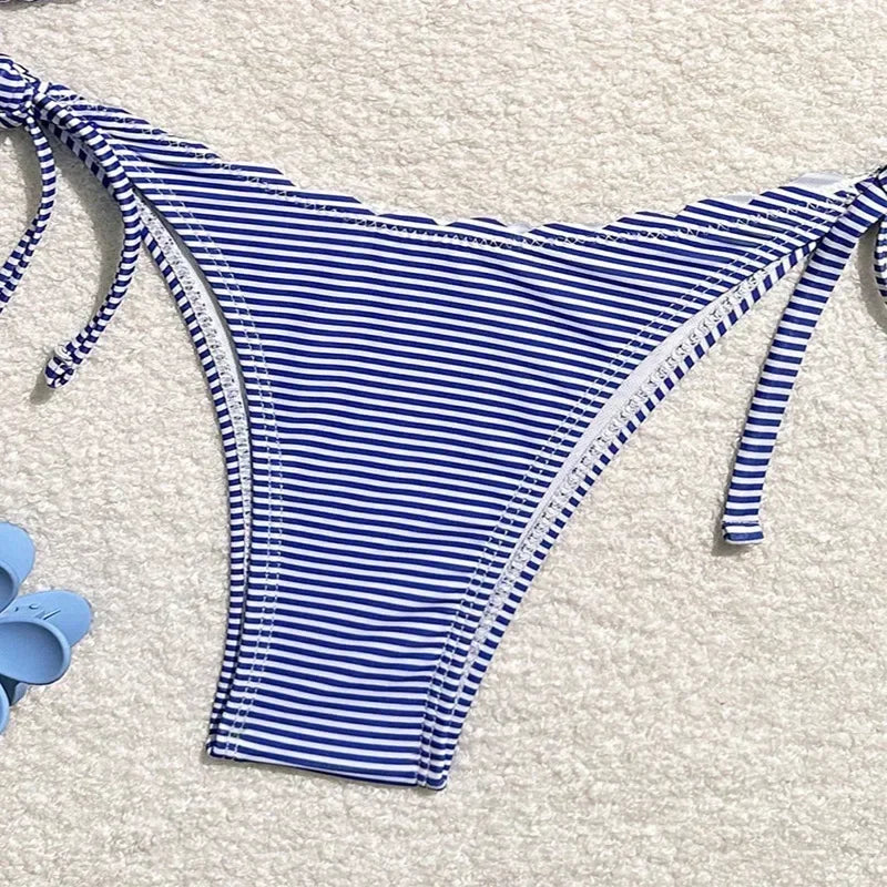 Sexy Seabreeze Striped Swimwear Bikini Set
