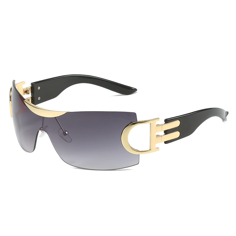 Rimless Wrap Around Futuristic Oversized Fashion Frameless