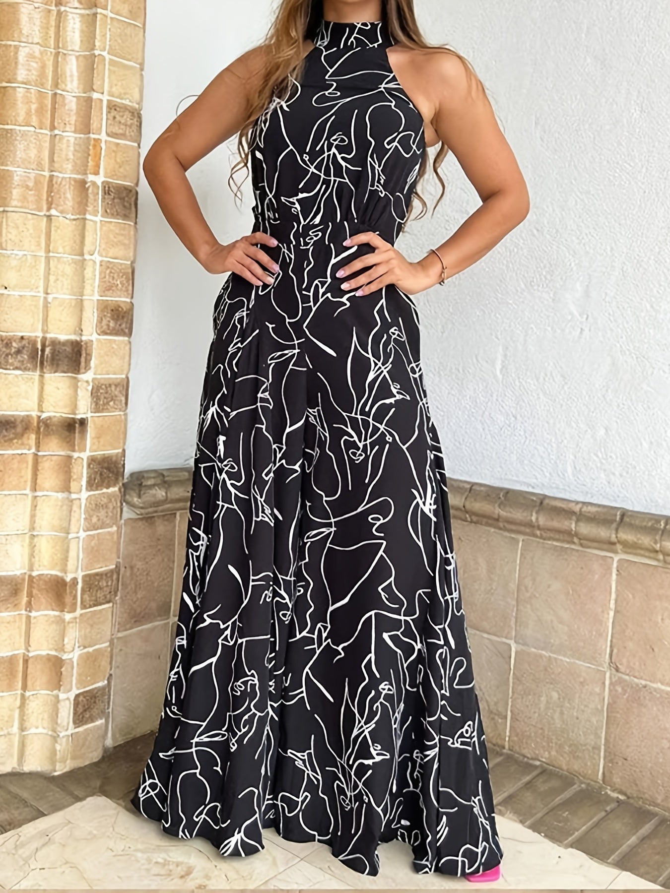 Glam Sway Elegant Waist Halter Jumpsuit