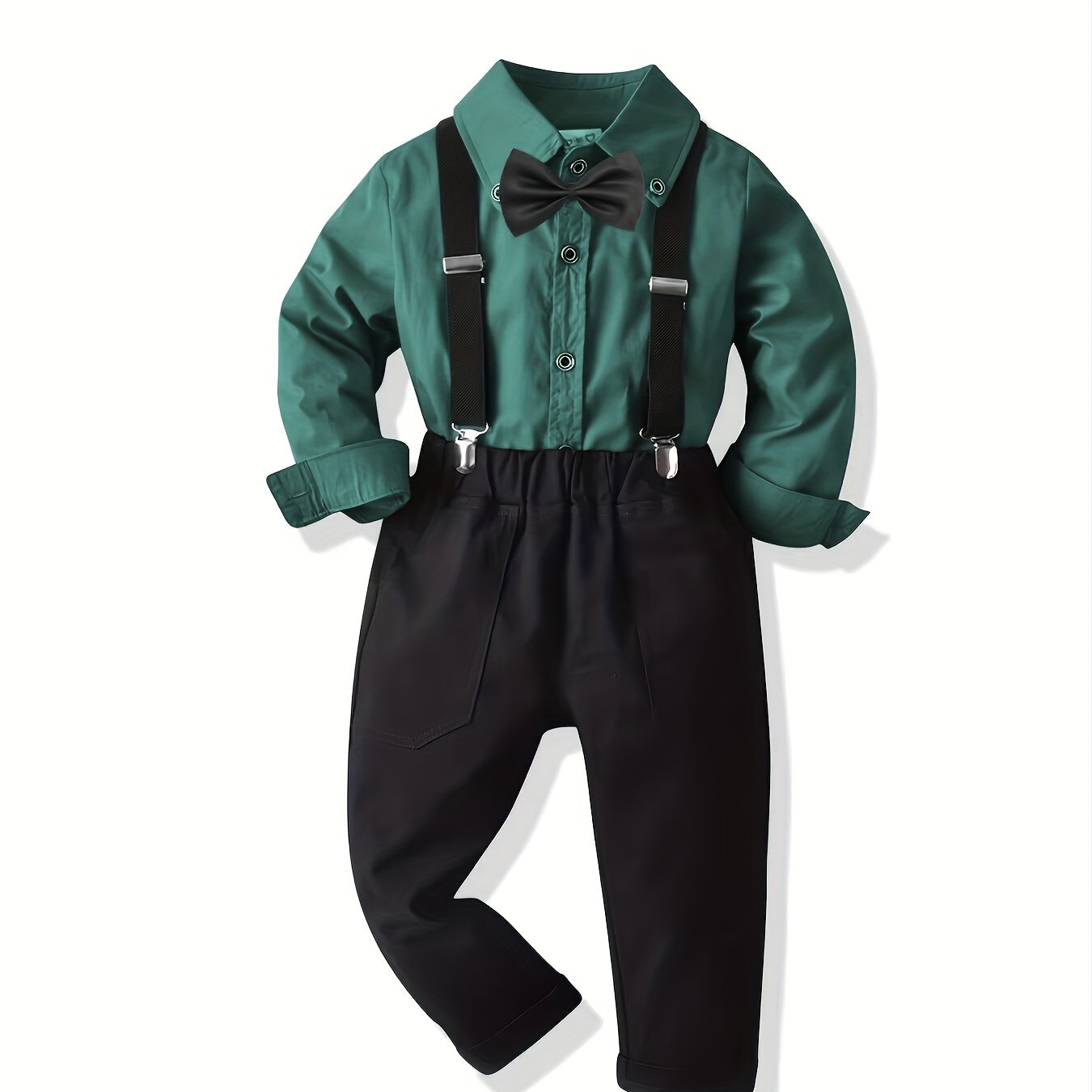 Toddler Boys’ Bowtie Shirt & Overalls Set – Little Gentleman 2-Piece Outfit