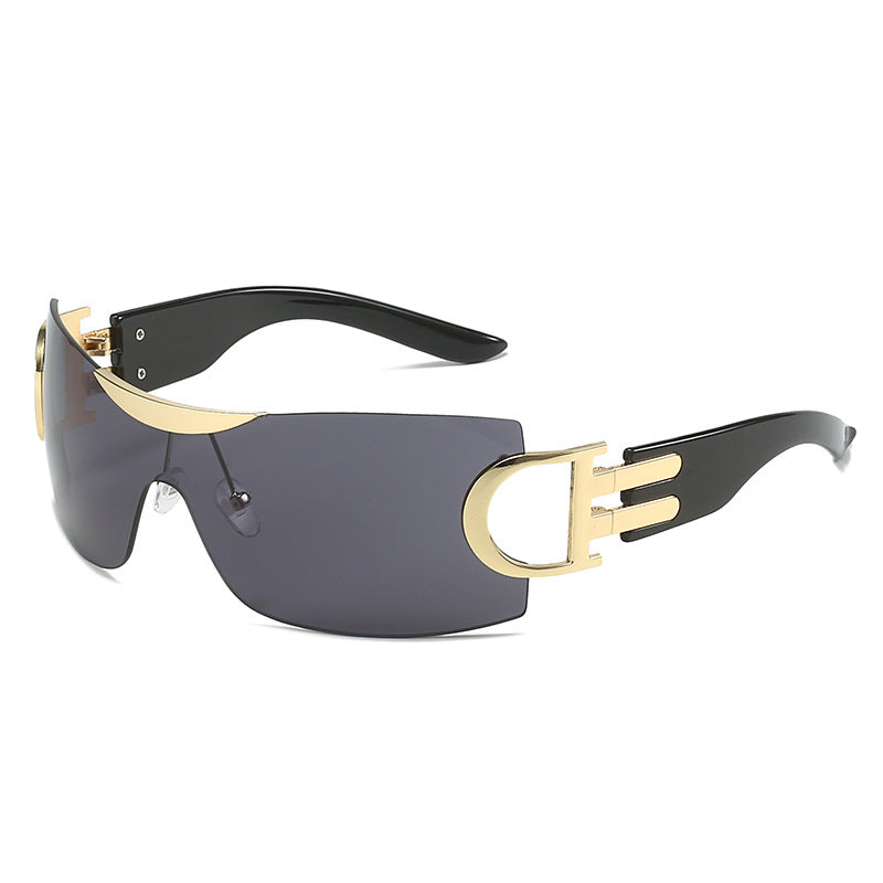 Rimless Wrap Around Futuristic Oversized Fashion Frameless