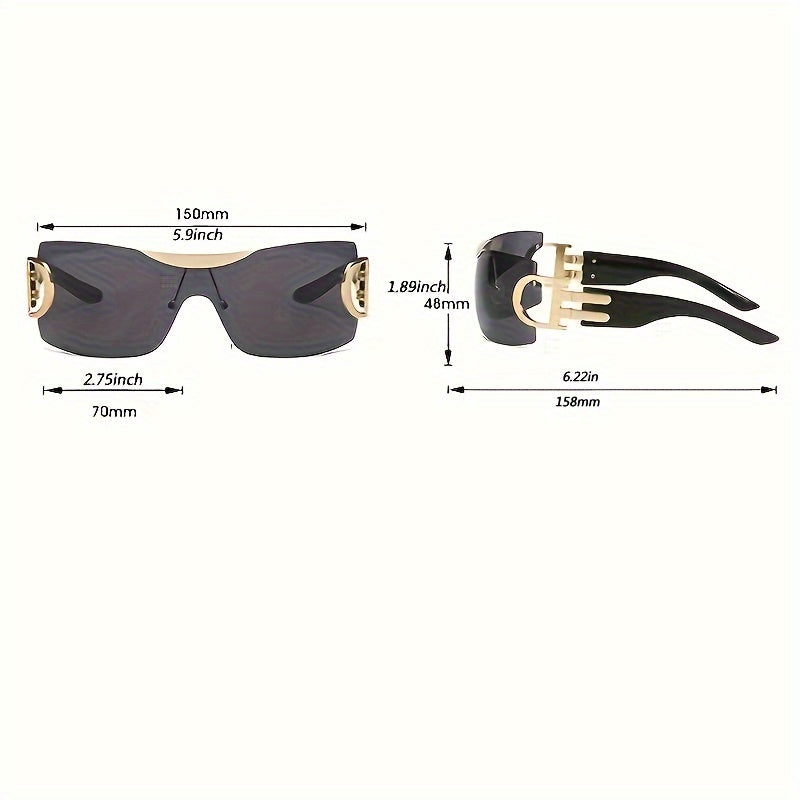 Rimless Wrap Around Futuristic Oversized Fashion Frameless