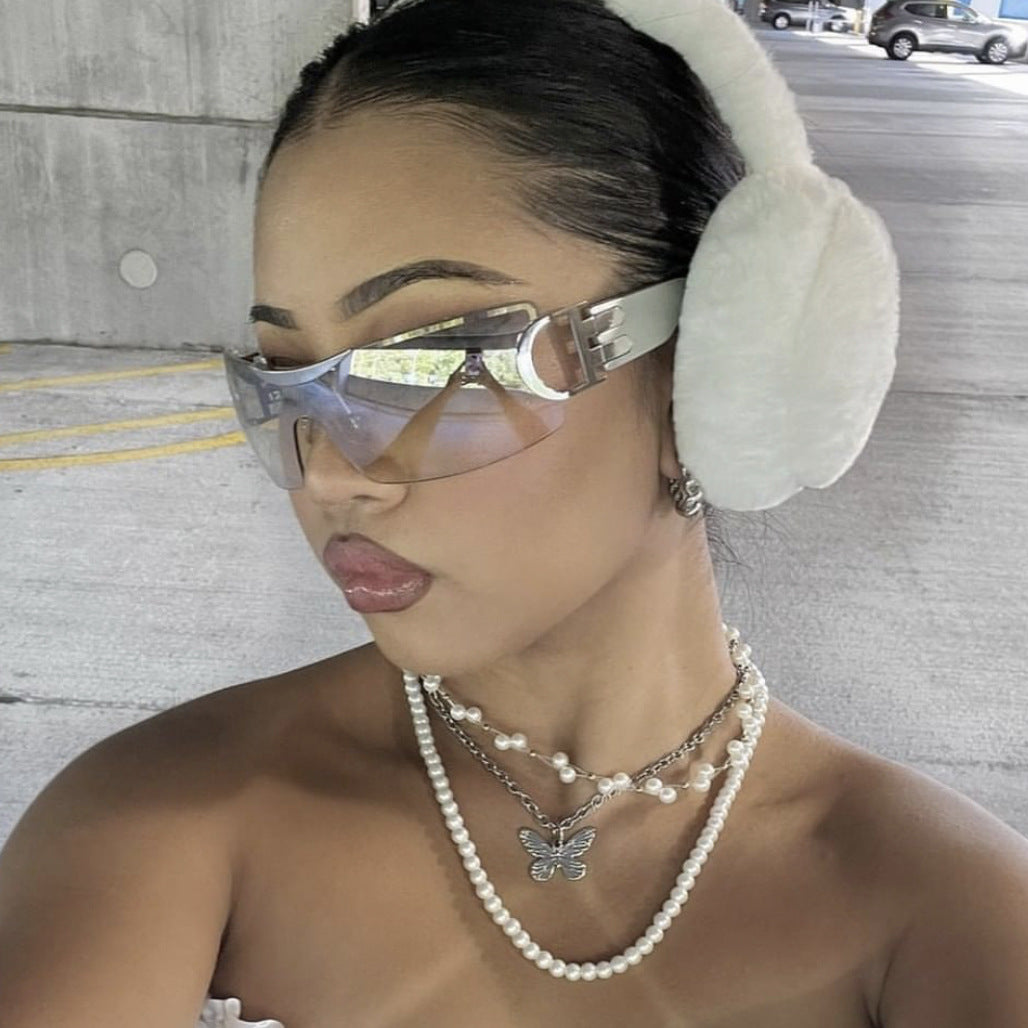 Rimless Wrap Around Futuristic Oversized Fashion Frameless