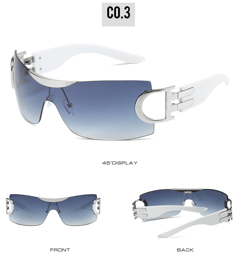 Rimless Wrap Around Futuristic Oversized Fashion Frameless
