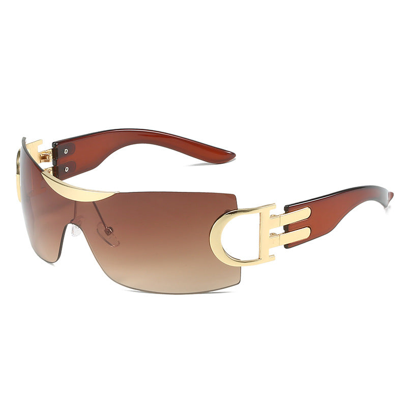 Rimless Wrap Around Futuristic Oversized Fashion Frameless