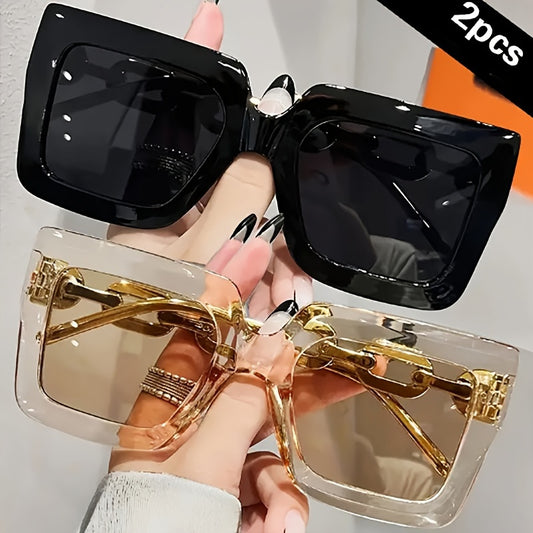 2pcs Luxury Oversized Fashion Glasses