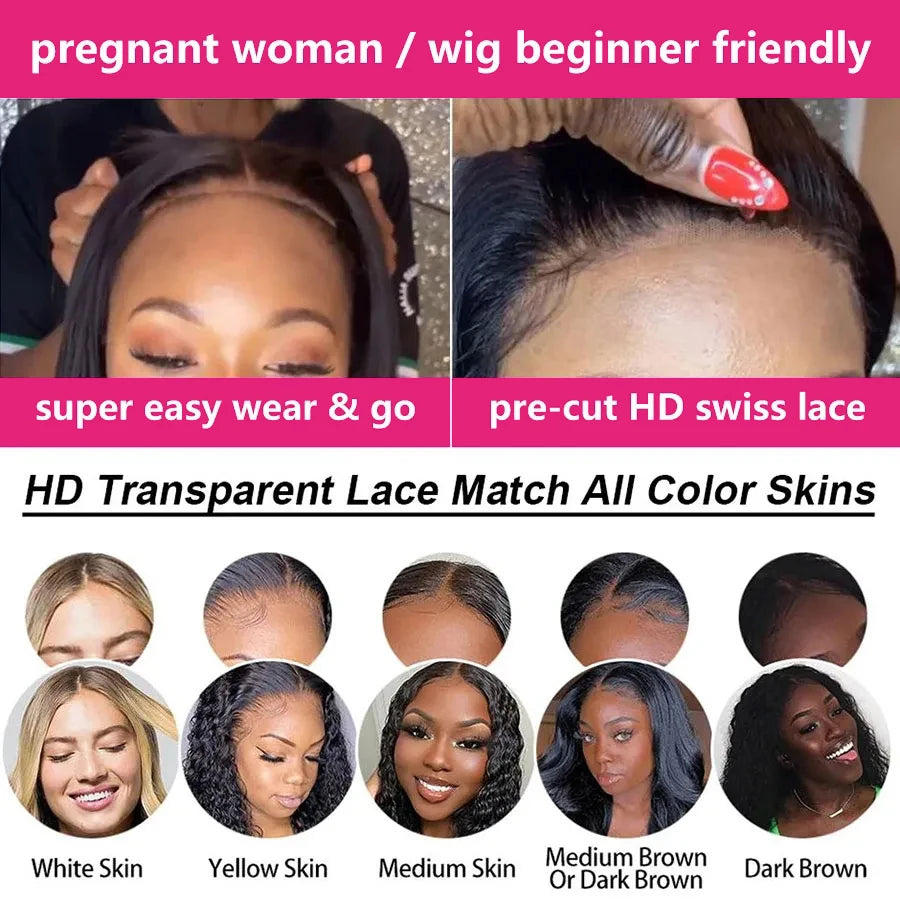 Wear And Go Glueless Human Hair Wigs Preplucked Brazilian Body Wave Ready To Wear