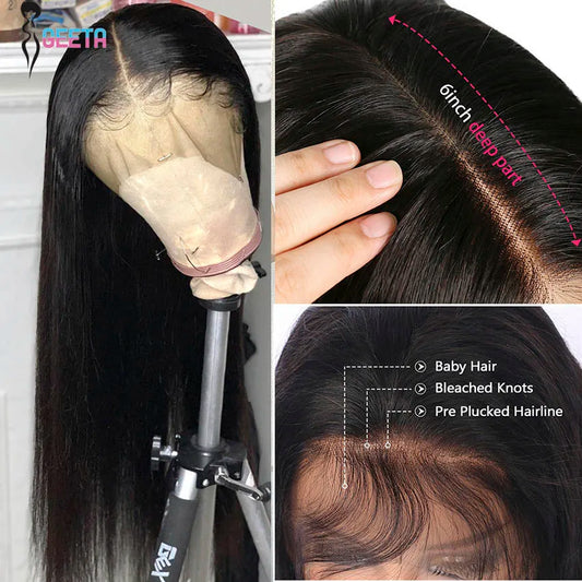 Bone Straight Hd Lace Frontal Wig 13x6 and Closure