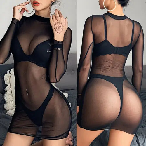 Glam Veil – Mesh Sheer Cover-Up Dress