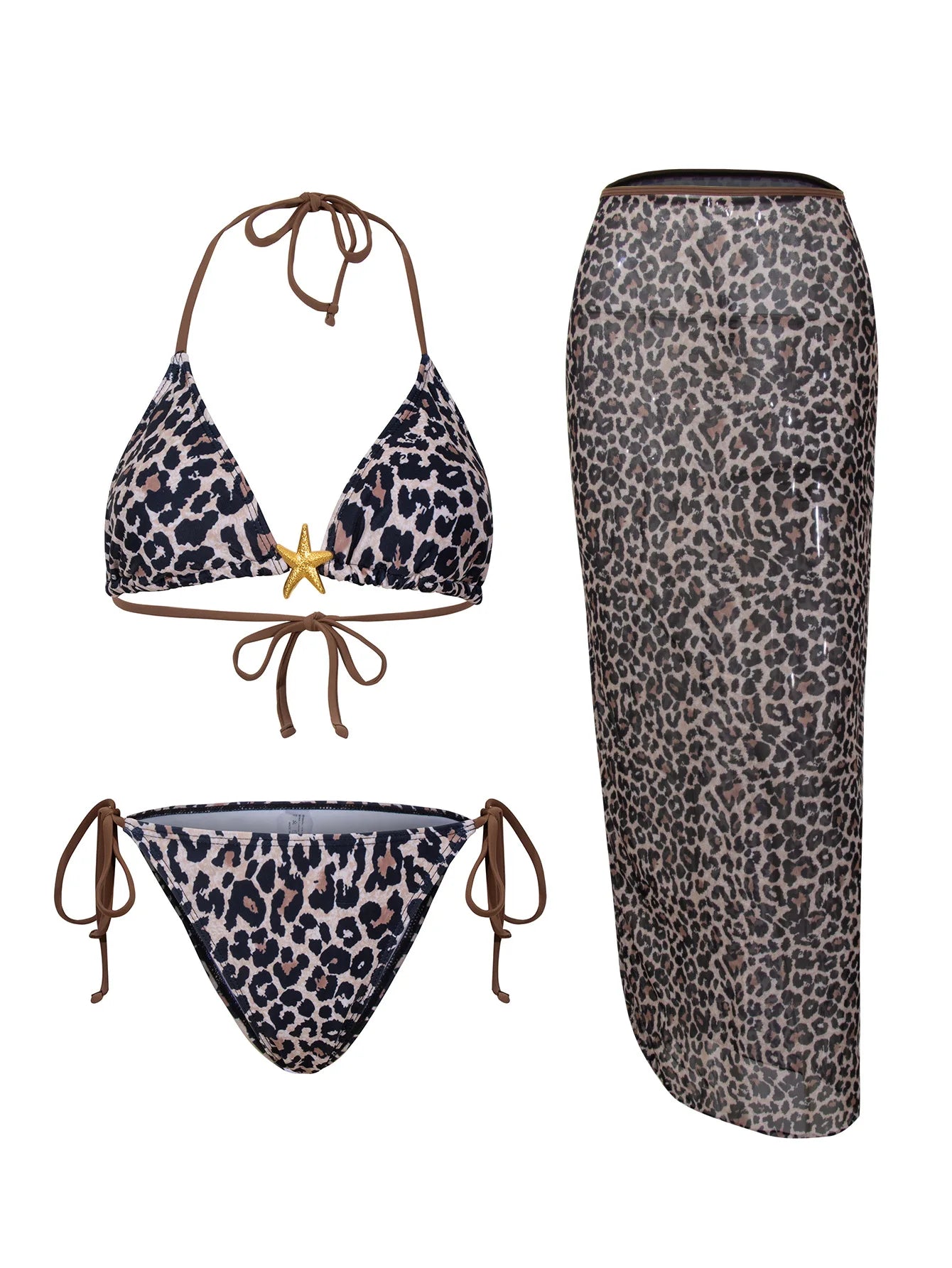 Slay & Swim 3 Piece Bikini Sets Women's High Waist Long Skirt