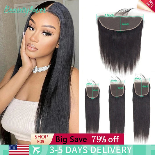 Straight Human Hair Frontal & Closure Transparent