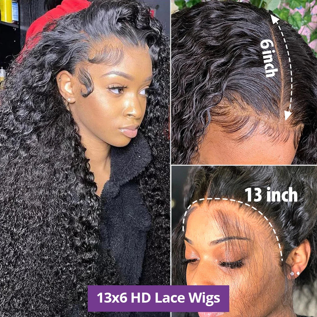 360 Curly Water Wave Human Hair Wigs