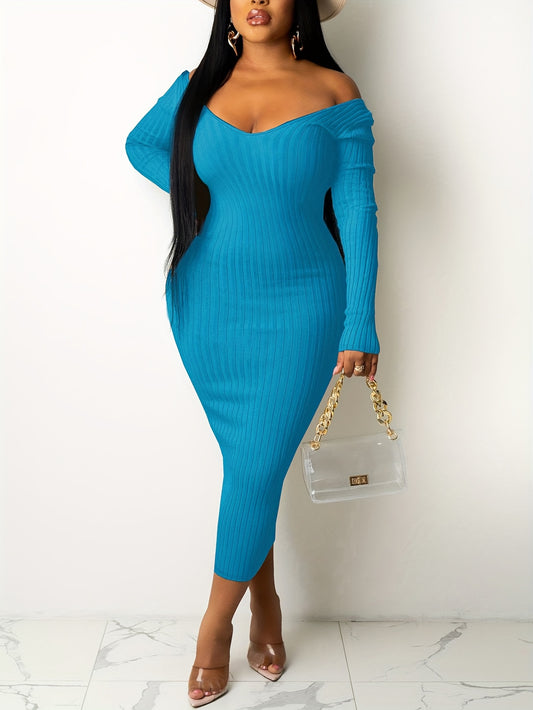 Elegant Backless Long Sleeve Bodycon Dress